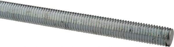Made in USA - 5/16-24 UNF (Fine), 6' Long, Low Carbon Steel Threaded Rod - Zinc-Plated Finish, Right Hand Thread - Industrial Tool & Supply