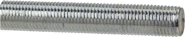 Made in USA - 3/8-24 UNF (Fine), 6' Long, Low Carbon Steel Threaded Rod - Zinc-Plated Finish, Right Hand Thread - Industrial Tool & Supply