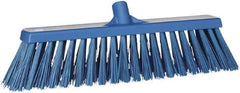 Vikan - 19" Heavy Duty Synthetic Push Broom - 4-1/2" Bristle Length, Plastic Block, European Threaded Handle Connection - Industrial Tool & Supply
