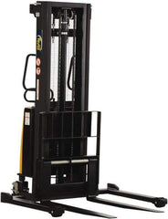 Vestil - 2,000 Lb Capacity, 118" Lift Height, Battery Powered Stacker - 2-1/8" Lowered Height, 42" Fork Length, 58" Overall Width - Industrial Tool & Supply