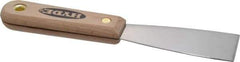 Hyde Tools - 1-1/2" Wide Stainless Steel Putty Knife - Stiff, Hardwood Handle, 7-3/4" OAL - Industrial Tool & Supply