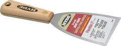 Hyde Tools - Flexible Carbon Steel 1-Edge Scraper - 3" Blade Width, 8-1/4" Long Hardwood Handle - Industrial Tool & Supply