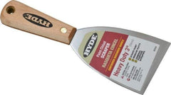 Hyde Tools - Stiff Carbon Steel Chisel Scraper - 3" Blade Width, 8-1/4" Long Hardwood Handle - Industrial Tool & Supply