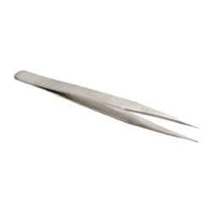 Value Collection - 4-3/4" OAL 3-SA Dumont-Style Swiss Pattern Tweezers - Tapered Shanks with Beveled Edges, Honed, Sharp Points - Industrial Tool & Supply