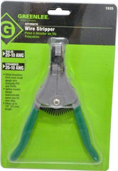 Greenlee - 20 to 10 AWG Capacity Automatic Wire Stripper - 7-1/8" OAL, Plastic Cushion Handle - Industrial Tool & Supply