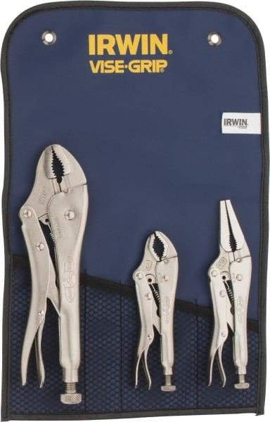 Irwin - 3 Piece Locking Plier Set - Comes in Tool Roll - Industrial Tool & Supply
