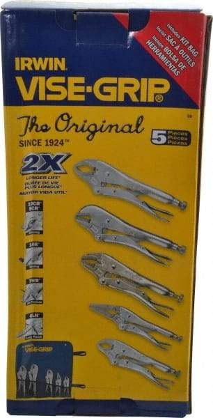 Irwin - 5 Piece Locking Plier Set - Comes in Kit Bag - Industrial Tool & Supply