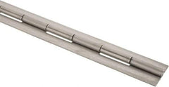 Made in USA - 48" Long x 2" Wide, 2" Knuckle, Stainless Steel Continuous Hinge - 1/4" Pin Diam, 0.12" Thick without Holes - Industrial Tool & Supply
