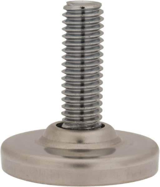 Sugatsune - 3/8-16 Bolt Thread, Stud Mount Leveling Pad & Mount - 352 Max Lb Capacity, 1-27/64" Base Diam - Industrial Tool & Supply