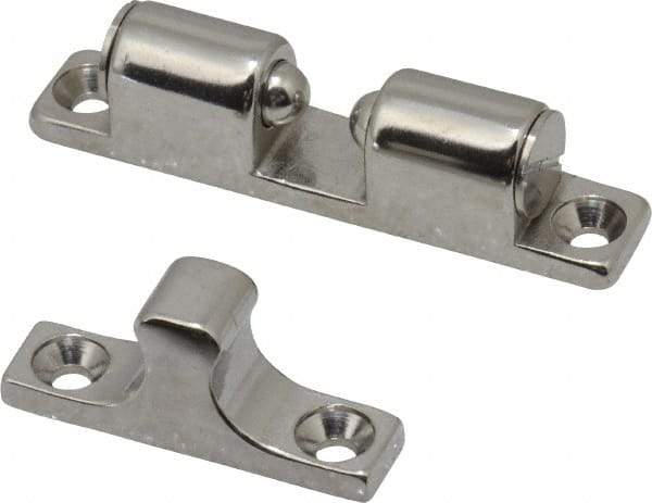 Sugatsune - 2-3/4" Long x 0.51" Wide x 0.91" High, Stainless Steel Tension Catch - Polished Stainless Steel Finish, 3.9(8.5) N/Lb Pull Force, 5.7(12.5) N/Lb Push Force, 1-21/32" Long Strike, 13/32" Wide Strike - Industrial Tool & Supply