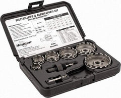 Hougen - 11 Piece, 7/8 to 2-1/2" Cutter Diam, 1/8" Cutting Depth, High Speed Steel Annular Cutter Set - Bright Finish, 3/8" Shank Diam, 7/8, 1-1/8, 1-3/8, 1-3/4, 2, 2-1/2" Cutter Diams, 3 Flats on Shank - Industrial Tool & Supply