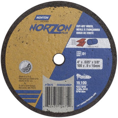 4″ × 0.035″ × 3/8″ NorZon Plus Small Diameter Cut-Off Wheel Type 01 Straight Aluminum Oxide - Industrial Tool & Supply