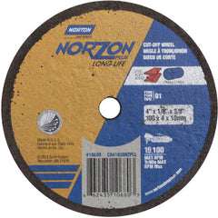 4″ × 1/8″ × 3/8″ NorZon Plus Small Diameter Cut-Off Wheel Type 01 Straight Aluminum Oxide - Industrial Tool & Supply