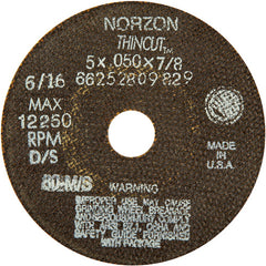 5″ × 1/2″ × 7/8″ NorZon Plus Right Angle Cut-Off Wheel Type 01 Straight 36 Grit - Industrial Tool & Supply