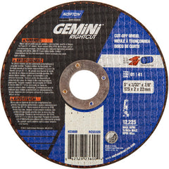 5″ × 0.090″ × 7/8″ Gemini Right Angle Cut-Off Wheel Type 01 Straight Aluminum Oxide - Industrial Tool & Supply