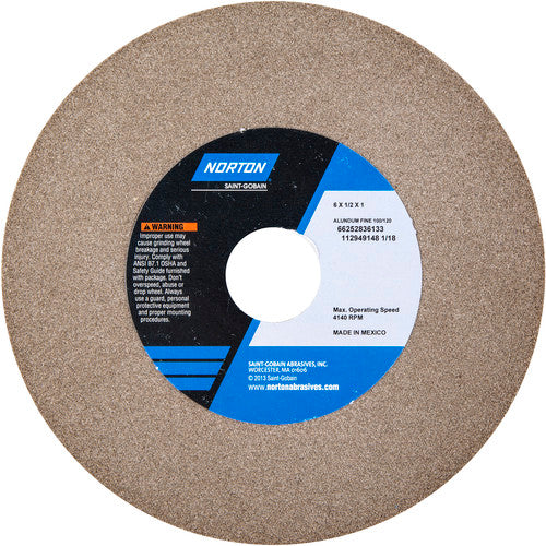 6″ × 1/2″ × 1″ Gemini Alundum Bench & Pedestal Wheel Type 01 Straight 100 Grit - Industrial Tool & Supply