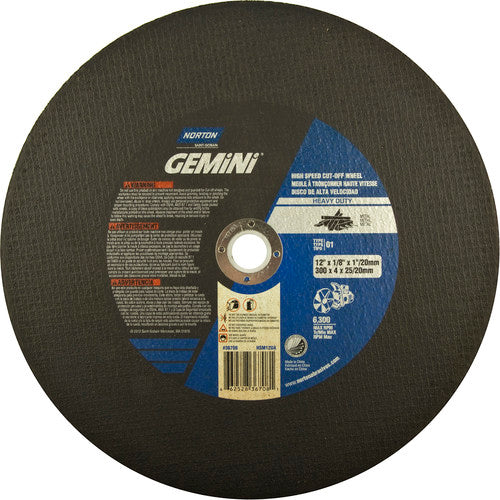 12″ × 1/8″ × 1″ Metal HD High Speed Cut-Off Wheel Type 01 Straight 24 Grit Aluminum Oxide - Industrial Tool & Supply