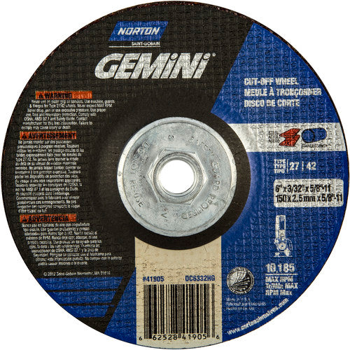 ‎6″ × 3/32″ × 5/8″-11 Gemini Non-Woven Depressed Center Wheel Type 27 24 Grit - Industrial Tool & Supply