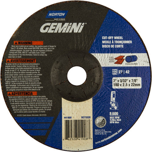 7″ × 3/32″ × 7/8″ Gemini Non-Woven Depressed Center Wheel Type 27 24 Grit - Industrial Tool & Supply