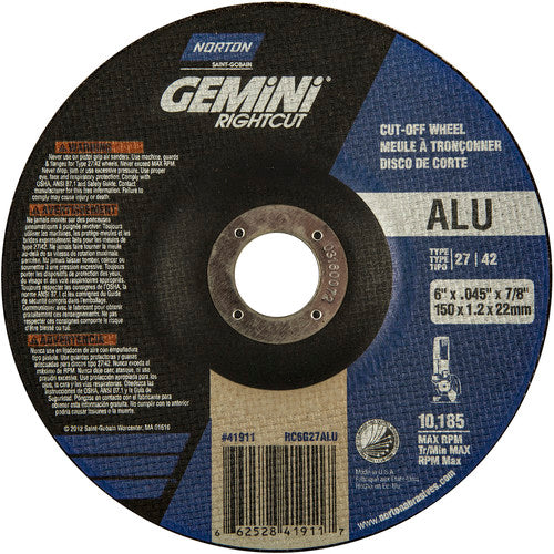 6″ × 0.045″ × 7/8″ Gemini Non-Woven Depressed Center Wheel Type 27 24 Grit - Industrial Tool & Supply