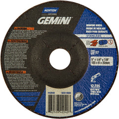 5 × 1/4 × 7/8″ Gemini INOX/SS Grinding Wheel A 24 Q BDA Type 27 - Industrial Tool & Supply