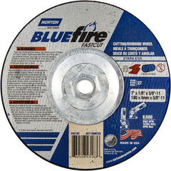 7″ × 1/8″ × 5/8″ BlueFire Non-Woven Depressed Center Wheel Type 27 Zirconia Alumina / Aluminum Oxide - Industrial Tool & Supply