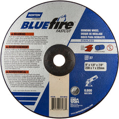 9″ × 1/4″ × 7/8″ BlueFire Non-Woven Depressed Center Wheel Type 27 Zirconia Alumina / Aluminum Oxide - Industrial Tool & Supply