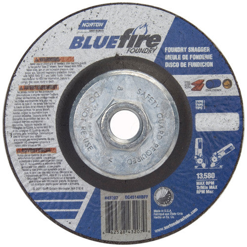 ‎4-1/2″ × 1/4″ × 5/8″ BlueFire Non-Woven Depressed Center Wheel Type 27 - Industrial Tool & Supply