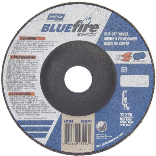 5 × 1/16 × 7/8″ BlueFire RightCut Cutting Wheel A 36 Q Type 27/42 - Industrial Tool & Supply