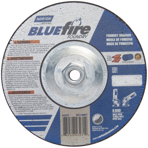 7″ × 1/4″ × 5/8″ BlueFire Non-Woven Depressed Center Wheel Type 27 Zirconia Alumina / Aluminum Oxide - Industrial Tool & Supply