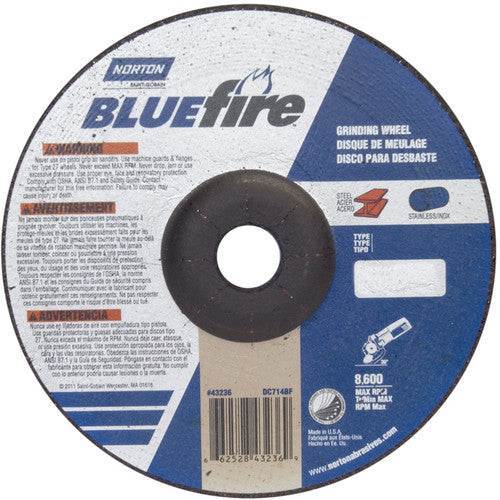 7 × 1/4 × 7/8″ BlueFire Grinding Wheel ZA 24 S Type 27 - Industrial Tool & Supply