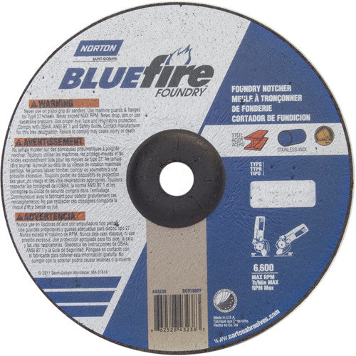 9″ × 1/8″ × 7/8″ BlueFire Non-Woven Depressed Center Wheel Type 27 Zirconia Alumina / Aluminum Oxide - Industrial Tool & Supply