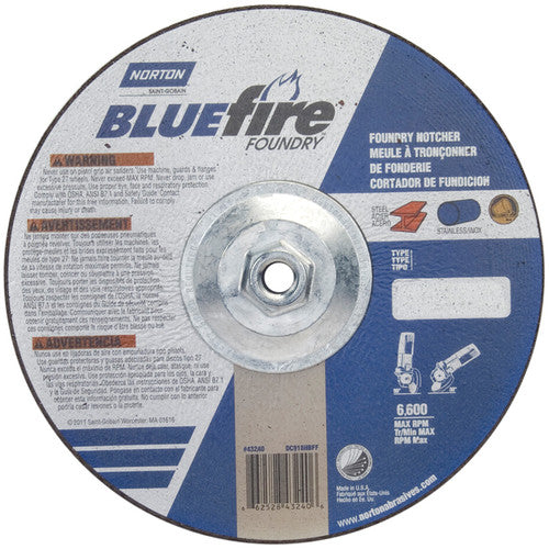 9″ × 1/8″ × 5/8″ BlueFire Non-Woven Depressed Center Wheel Type 27 Zirconia Alumina / Aluminum Oxide - Industrial Tool & Supply