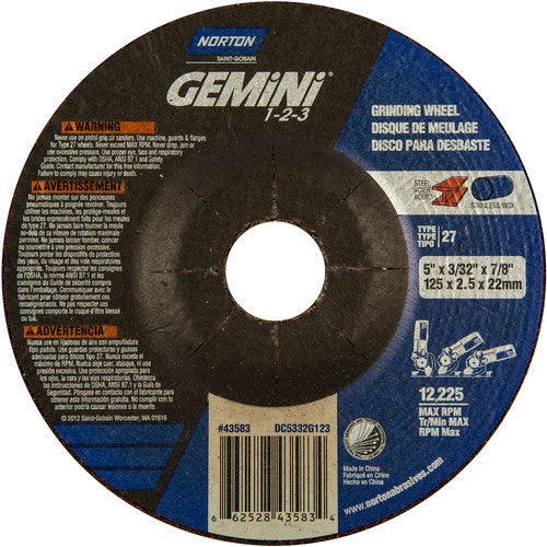 5″ × 20.0″ × 22.23 ″ Gemini Non-Woven Depressed Center Wheel Type 27 46 Grit - Industrial Tool & Supply