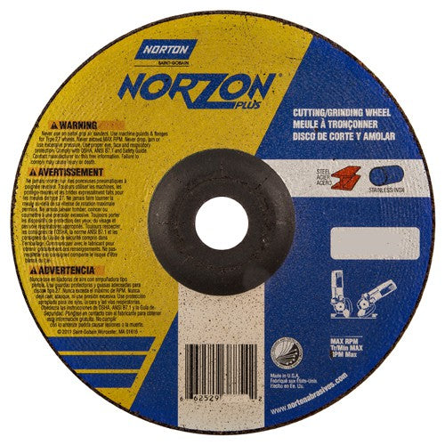 7″ × 1/8″ × 7/8″ NorZon Plus Non-Woven Depressed Center Wheel Type 27 - Industrial Tool & Supply