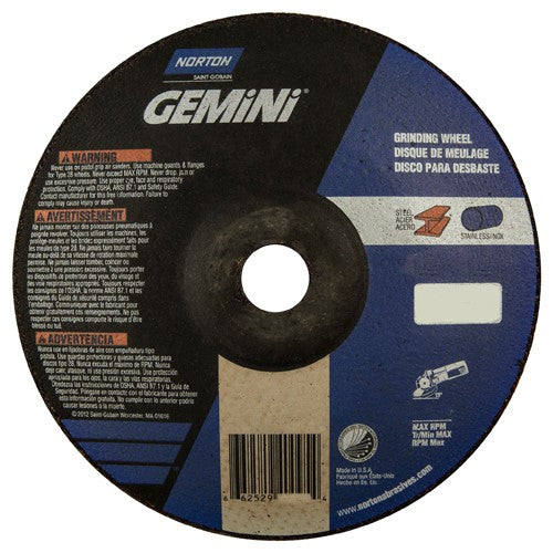 7″ × 1/4″ × 7/8″ Gemini Non-Woven Depressed Center Wheel Type 28 Saucer Aluminum Oxide - Industrial Tool & Supply