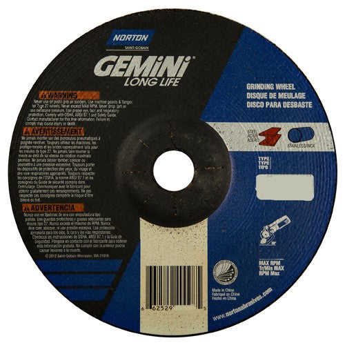 7 × 1/4 × 7/8″ Gemini Long Life Grinding Wheel A 24 R Type 27 - Industrial Tool & Supply