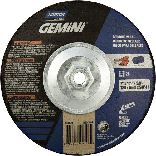 7″ × 1/4″ × 5/8″ Gemini Non-Woven Depressed Center Wheel Type 28 Saucer - Industrial Tool & Supply