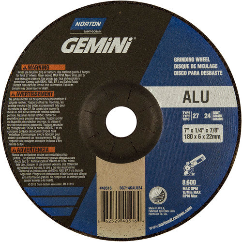 7″ × 1/4″ × 7/8″ Gemini Non-Woven Depressed Center Wheel Type 27 24 Grit Aluminum Oxide - Industrial Tool & Supply