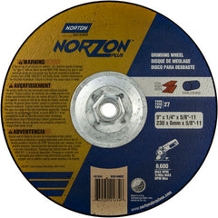 9″ × 1/4″ × 5/8″ NorZon Plus Non-Woven Depressed Center Wheel Type 27 - Industrial Tool & Supply