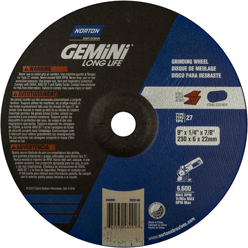 9″ × 1/4″ × 7/8″ Gemini Non-Woven Depressed Center Wheel Type 27 20 Case - Industrial Tool & Supply