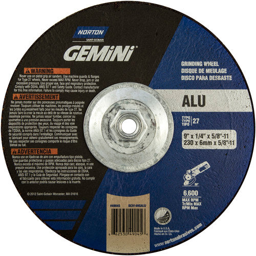 ‎9″ × 1/4″ × 5/8″-11 Gemini Non-Woven Depressed Center Wheel Type 27 24 Grit - Industrial Tool & Supply