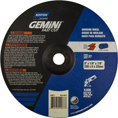 9″ × 1/4″ × 7/8″ Gemini Non-Woven Depressed Center Wheel Type 27 24 Grit Aluminum Oxide - Industrial Tool & Supply