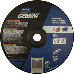 9″ × 1/4″ × 7/8″ Gemini Non-Woven Depressed Center Wheel Type 28 Saucer Aluminum Oxide - Industrial Tool & Supply