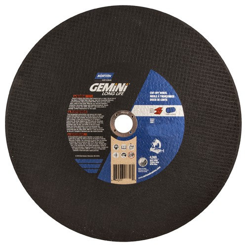 14 × 3/32 × 1″ Gemini Long Life Chop Saw Cut-Off Wheel A 36 P Type 01/41 - Industrial Tool & Supply