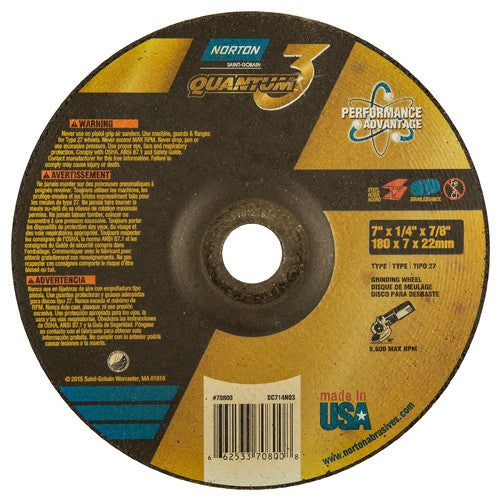 7″ × 1/4″ × 7/8″ - T27 - Quantum 3 Depressed Center Wheel - Industrial Tool & Supply