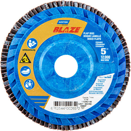 5″ × 1/4″ × 7/8″ SG Blaze R980P Flap Disc Type 27 Flat 80 Grit - Industrial Tool & Supply