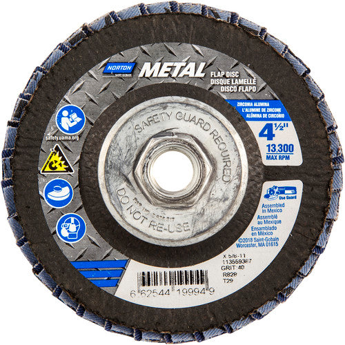 ‎4-1/2 × 5/8 - 11″ Metal Fiberglass Conical Flap Disc Type 29 P40 Grit R828 Zirconia Alumina - Industrial Tool & Supply