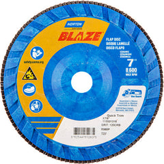 7 × 7/8″ Blaze Plastic Flat Flap Disc Type 27 120 Grit R980P Premium Ceramic Alumina - Industrial Tool & Supply