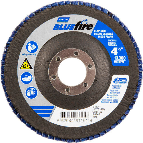 ‎4-1/2 × 7/8″ BlueFire Fiberglass Conical Flap Disc Type 29 P40 Grit R884P Zirconia Alumina - Industrial Tool & Supply